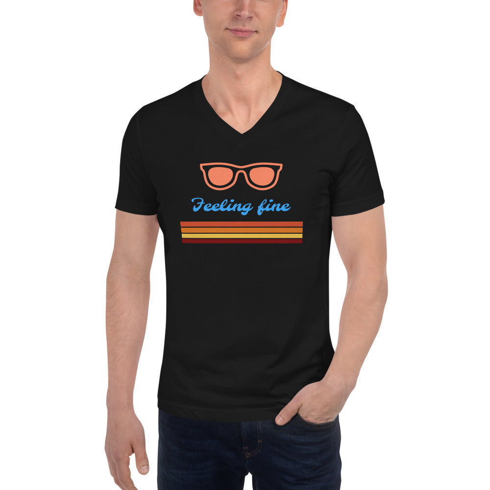 Feeling Fine - Unisex Short Sleeve V-Neck T-Shirt