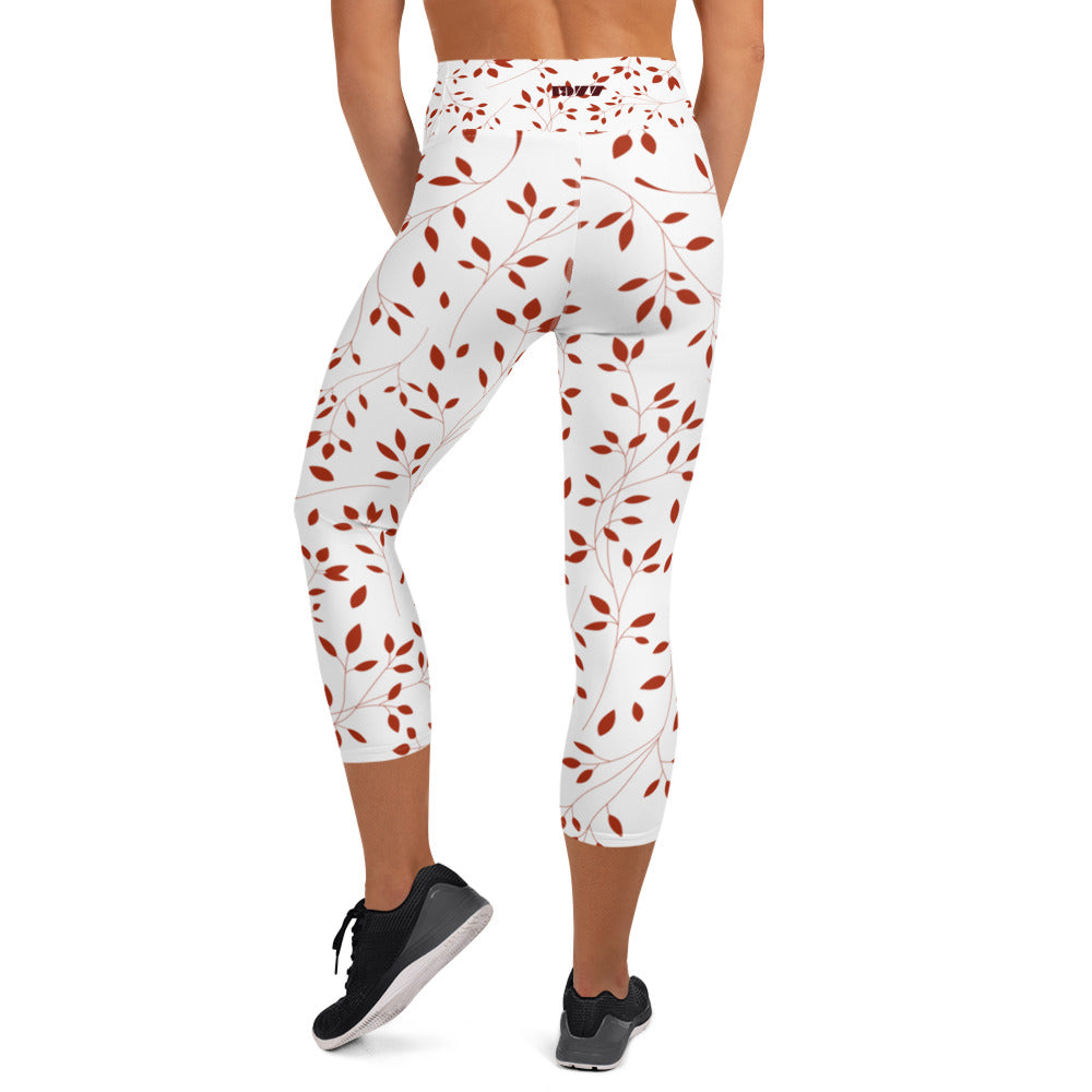 Red Flowers Yoga Capri Leggings - 1977 collection