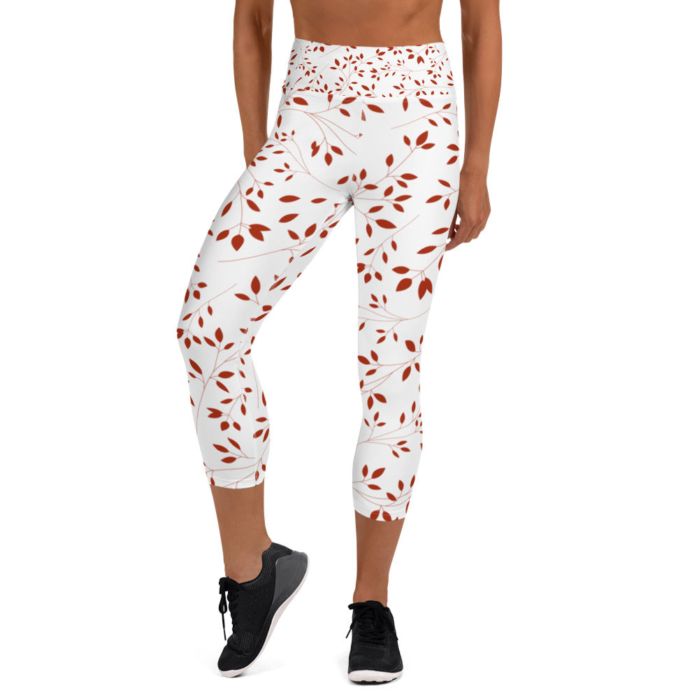 Red Flowers Yoga Capri Leggings - 1977 collection