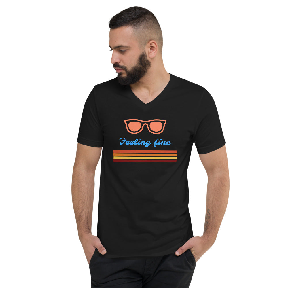 Feeling Fine - Unisex Short Sleeve V-Neck T-Shirt