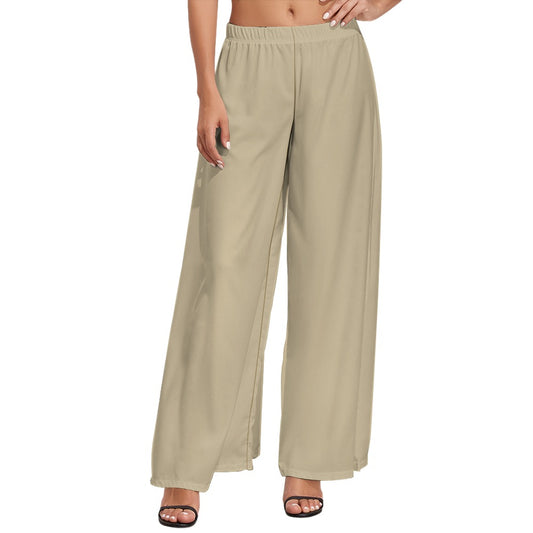 Beige solid Wide Leg Pants. Miami Collection