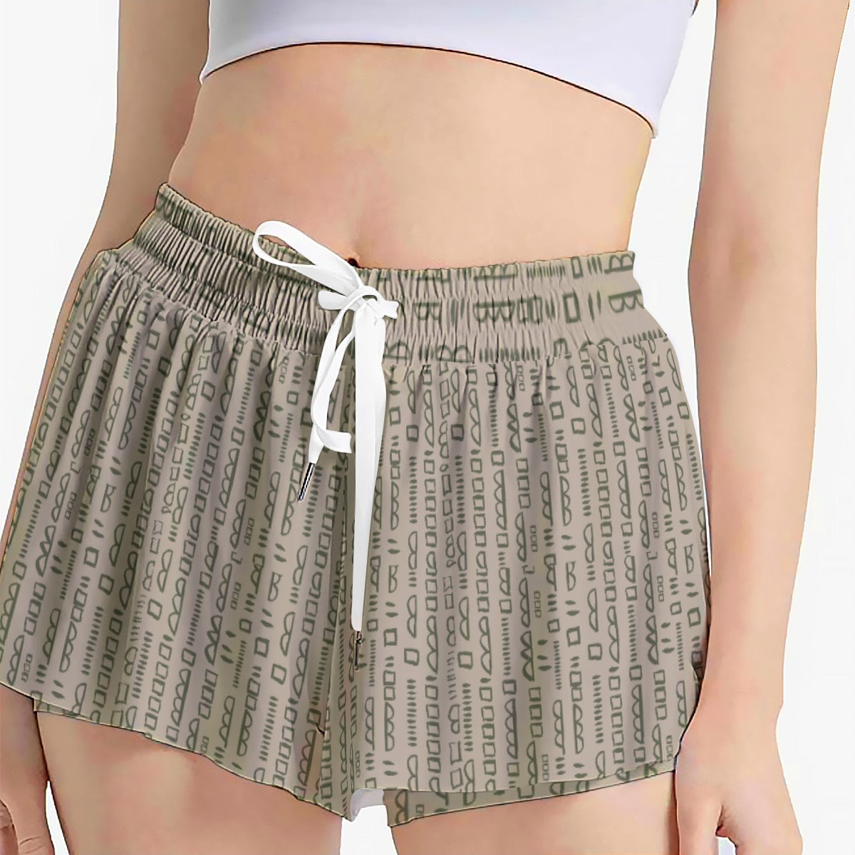 Beige & Green Sport Skorts With Pocket. Miami Collection