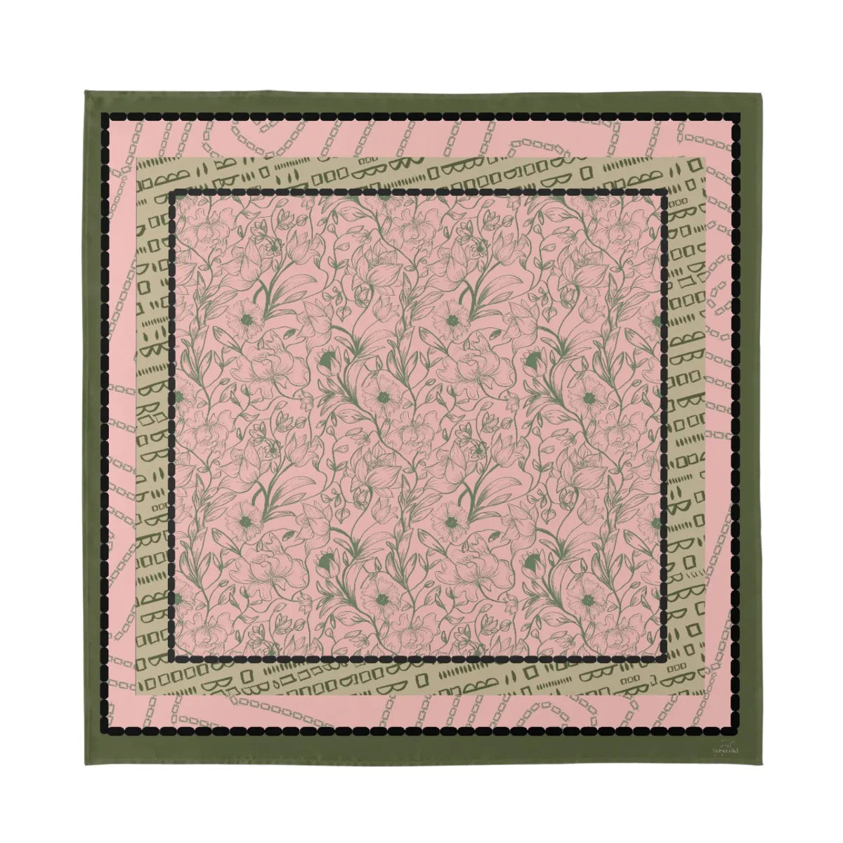 Pink and Green Silk Bandana. Miami Collection