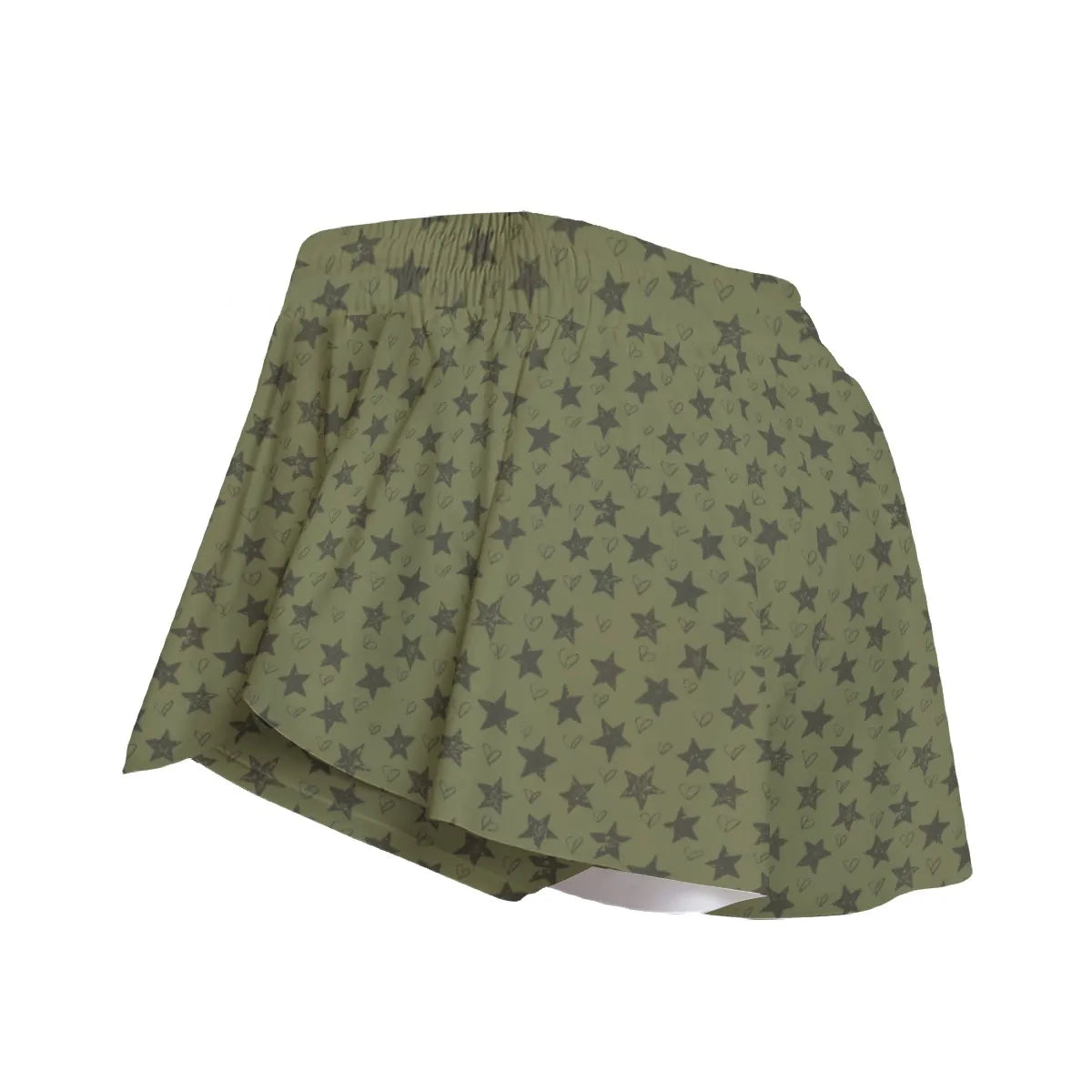 Green and Black Stars Sport Skorts With Pocket. Miami Collection