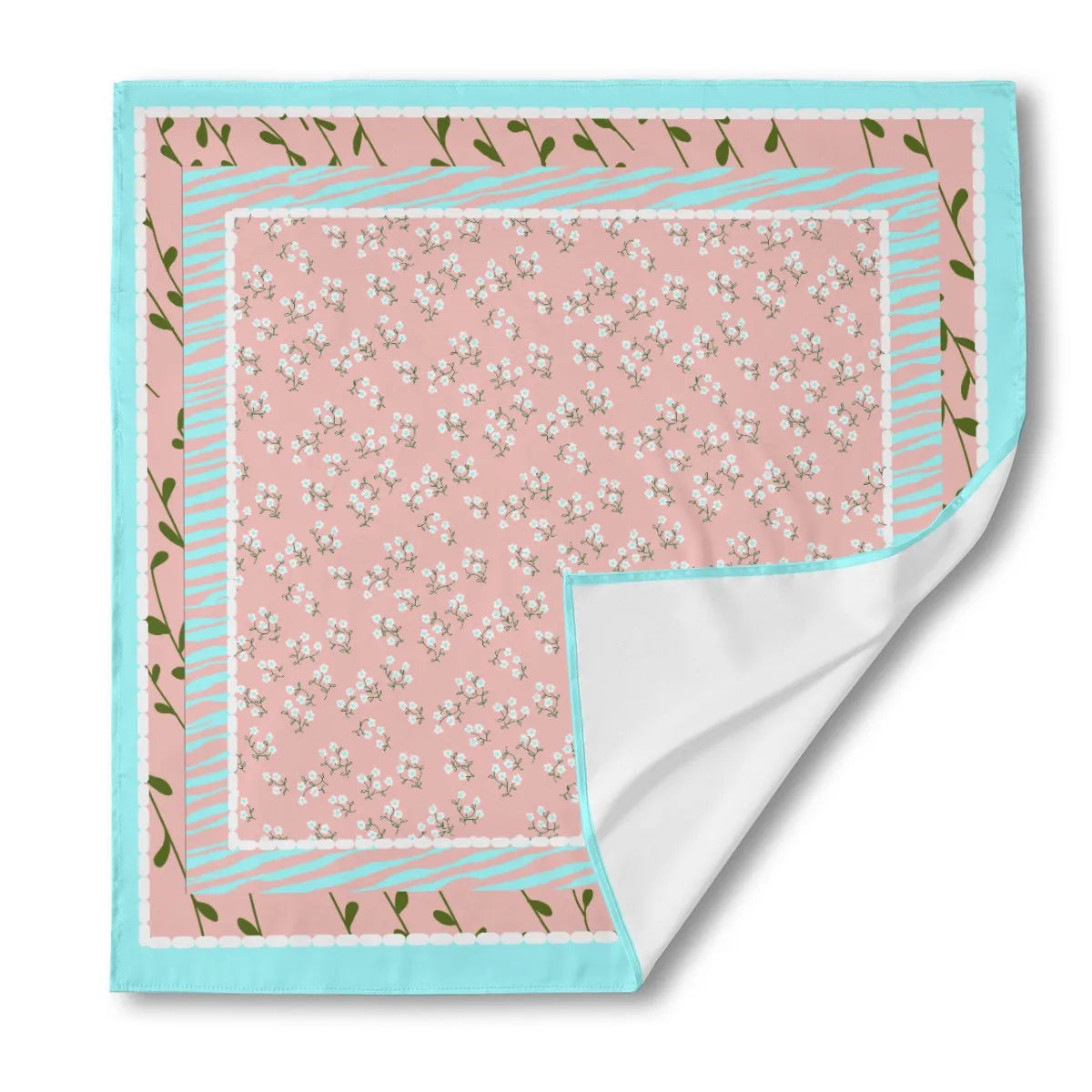 Pink and Blue Little margaritas Silk Bandana. Miami Collection