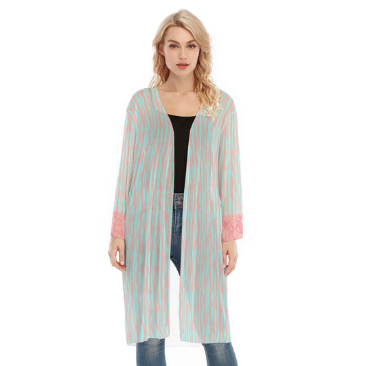 Pink and Light Blue Long Sleeve Mesh Cardigan. Miami Collection