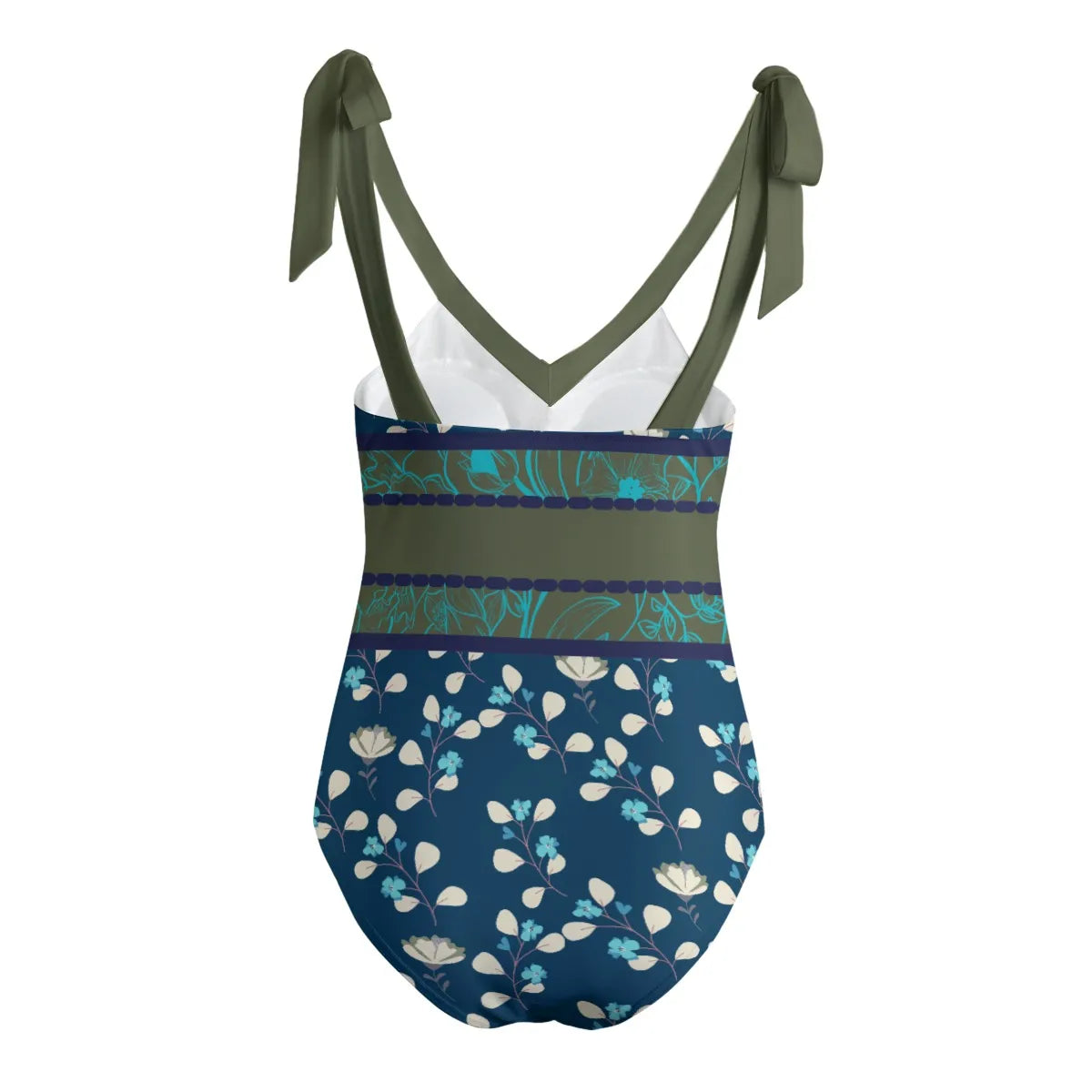 Green and Blue Reversible Tie Shoulder One piece Padded Swimsuit. Miami Collection