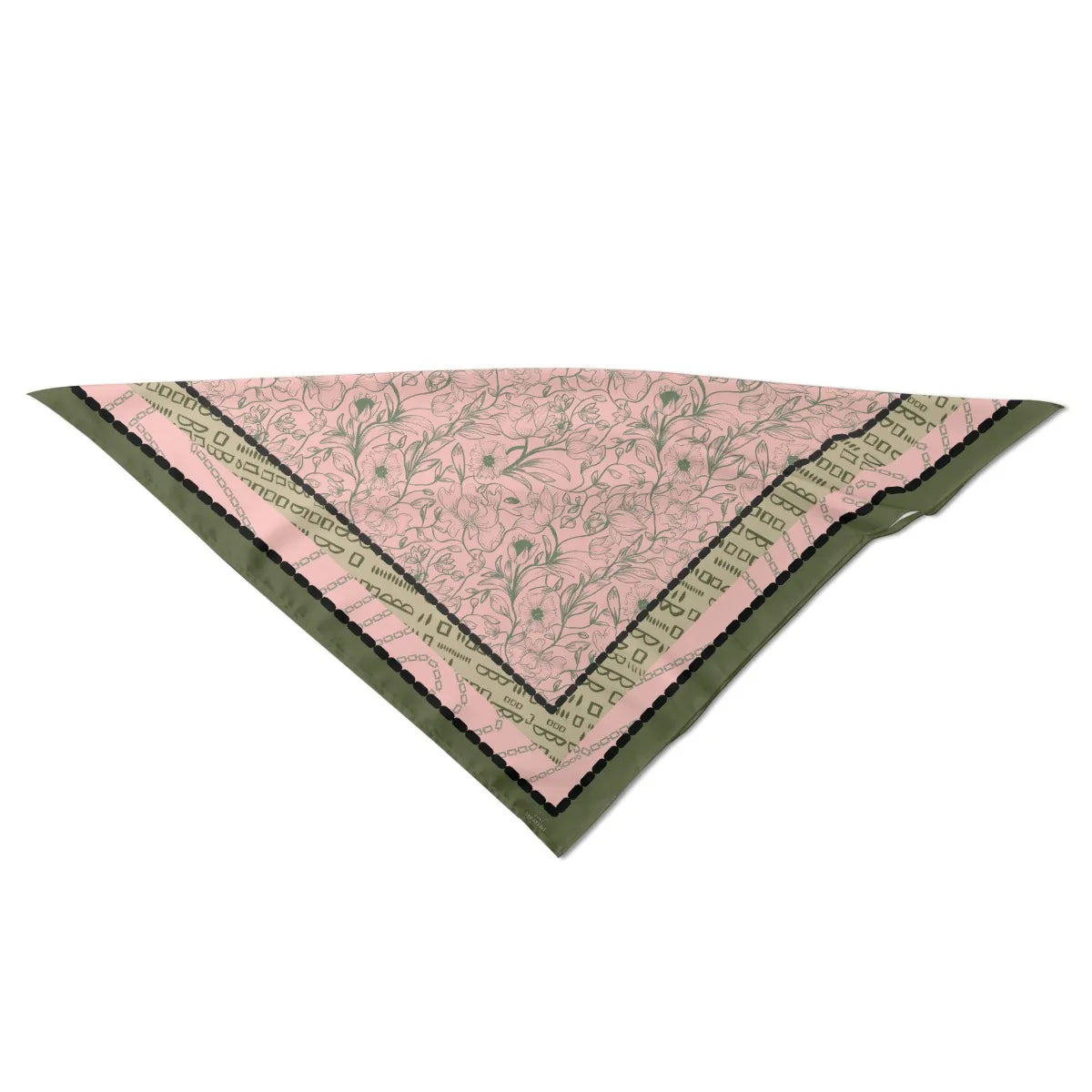 Pink and Green Silk Bandana. Miami Collection