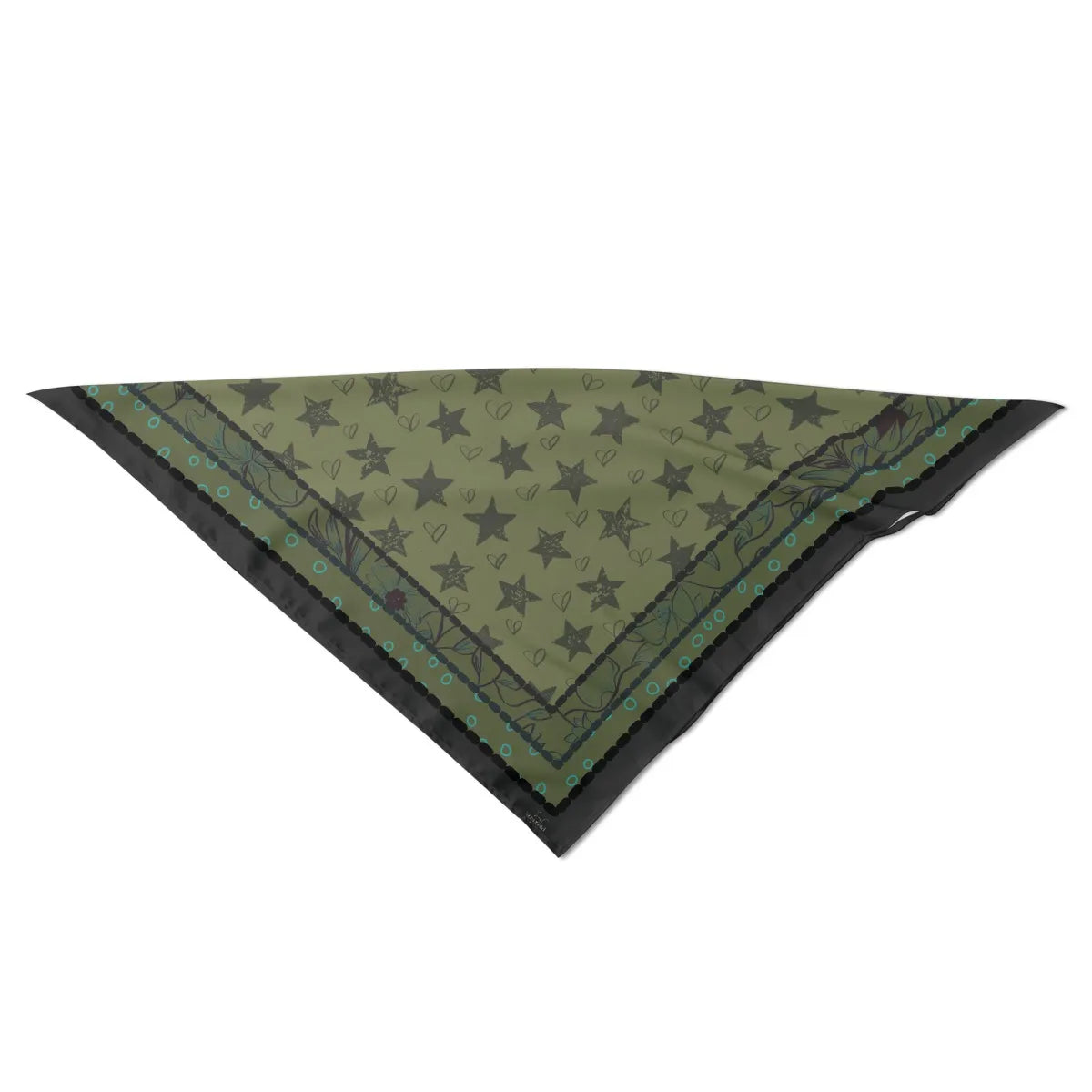 Green and Black Stars Silk Bandana. Miami Collection