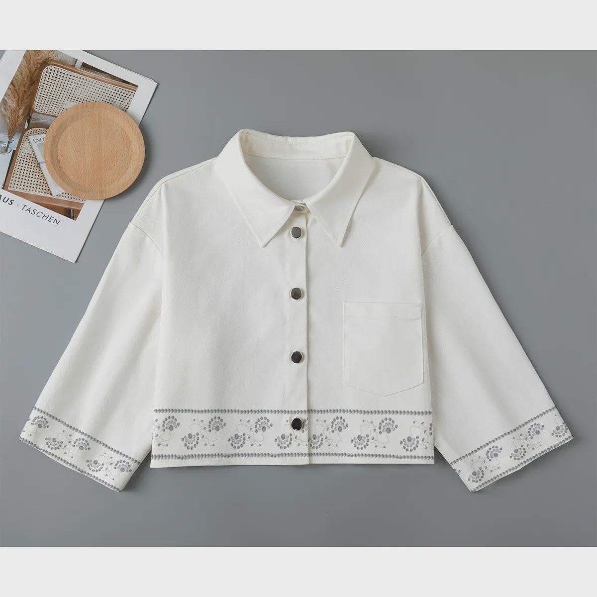 White Luminance Cropped 100% Cotton Jacket