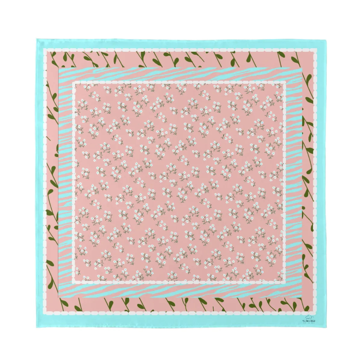 Pink and Blue Little margaritas Silk Bandana. Miami Collection