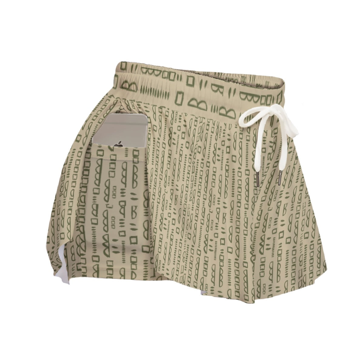 Beige & Green Sport Skorts With Pocket. Miami Collection