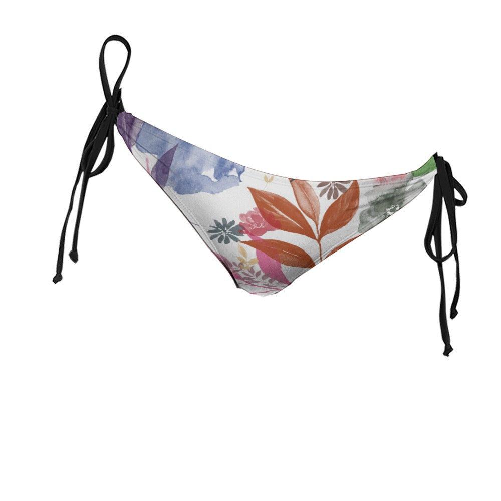 Multicolor Flowers Bikini Bottom. Design hand-painted by the Designer Maria Alejandra Echenique
