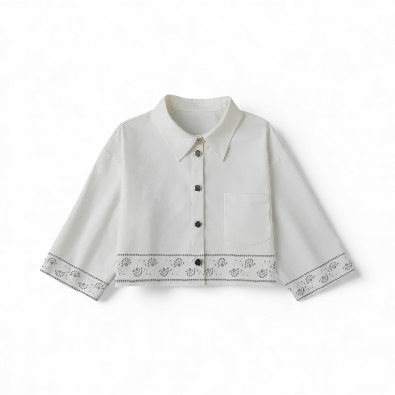 White Luminance Cropped 100% Cotton Jacket