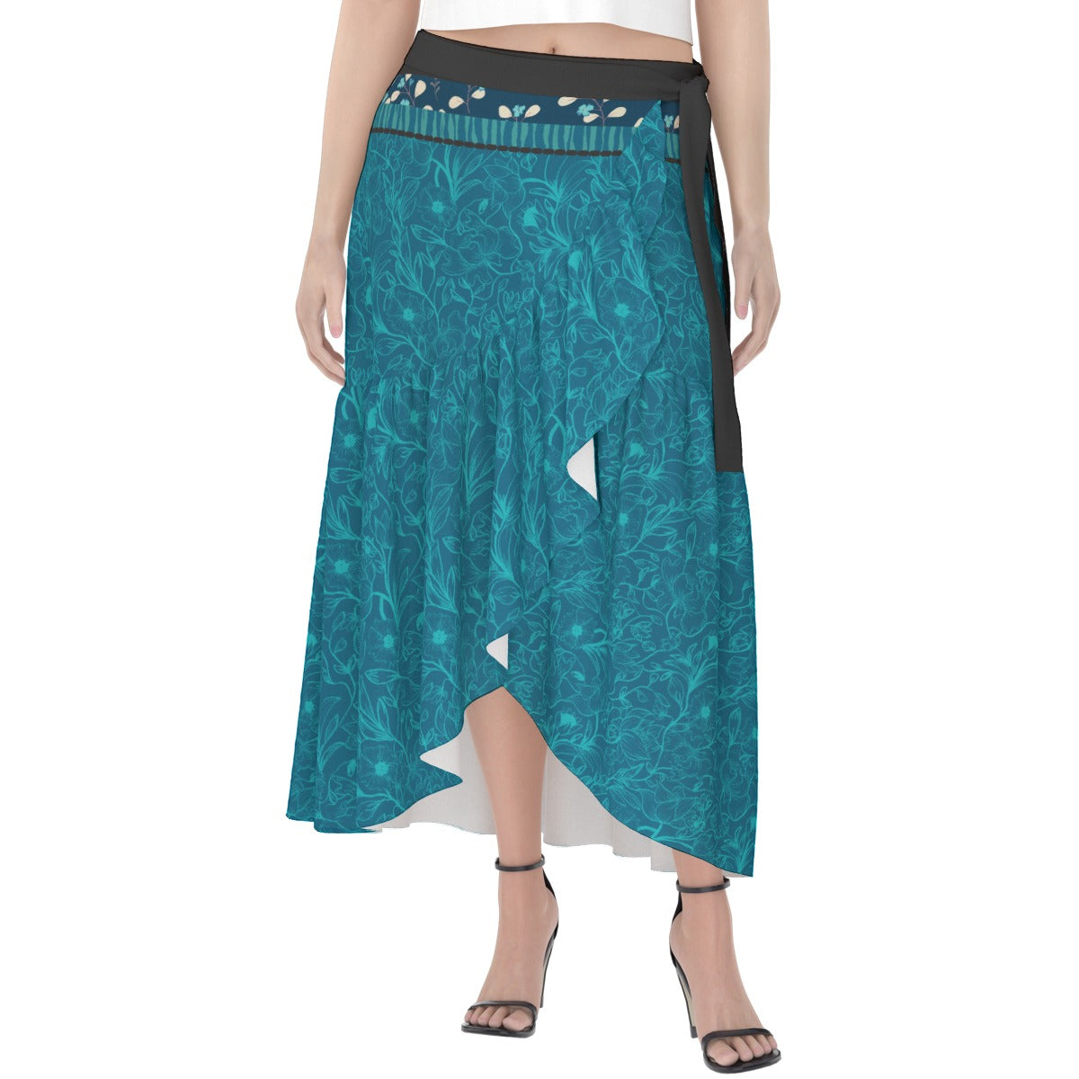 Blue and Black Stars Wrap Skirt. Miami Collection