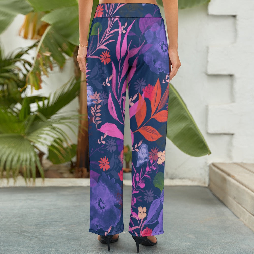 Watercolor Wide Leg Pants. Houston Collection. Design hand-painted by the Designer Maria Alejandra Echenique