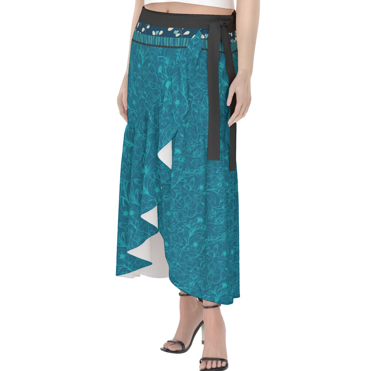 Blue and Black Stars Wrap Skirt. Miami Collection