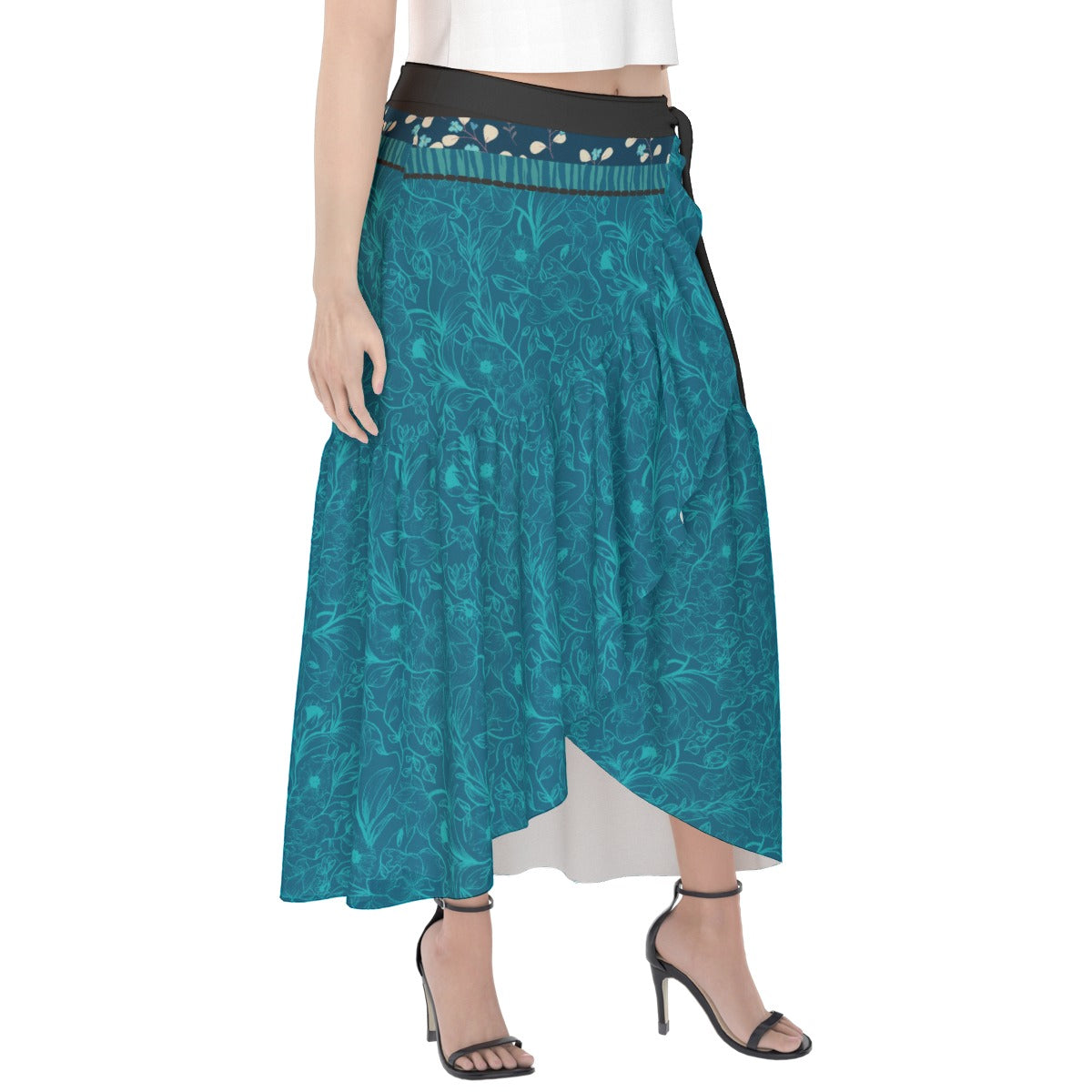 Blue and Black Stars Wrap Skirt. Miami Collection