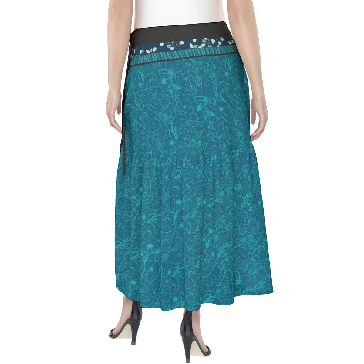 Blue and Black Stars Wrap Skirt. Miami Collection