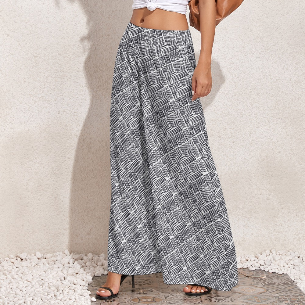 Little Stripes Green Wide Leg Pants. Design hand-painted by the Designer Maria Alejandra Echenique