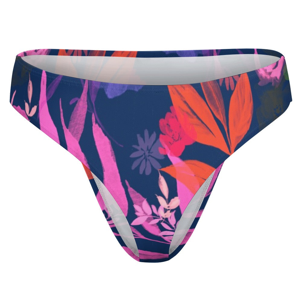 Watercolor Flowers Swimwear Thong. Houston collection. Design hand-painted by the Designer Maria Alejandra Echenique