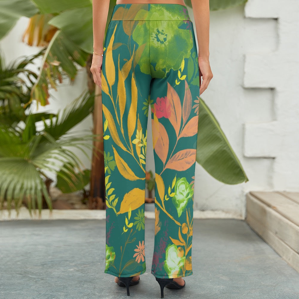 Watercolor Wide Leg Pants. Houston Collection. Design hand-painted by the Designer Maria Alejandra Echenique