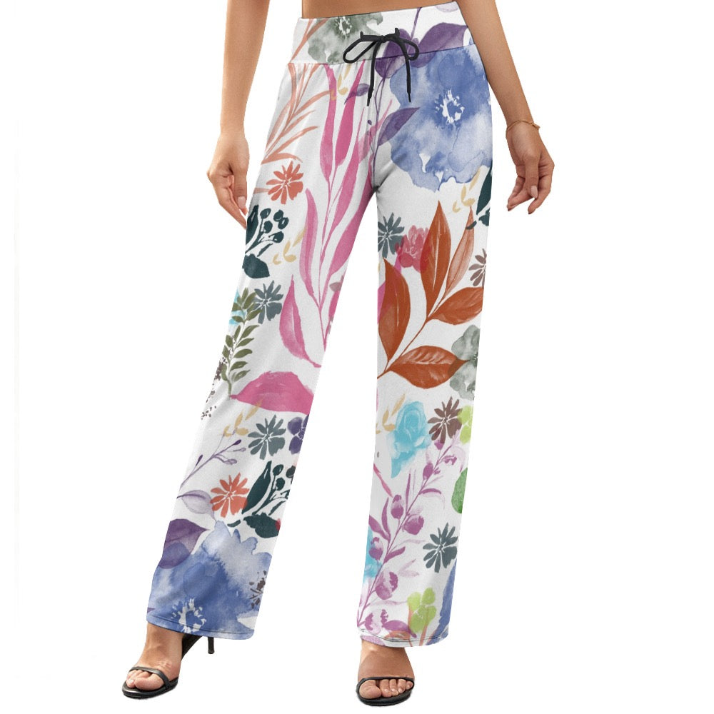 Watercolor Wide Leg Pants. Houston Collection. Design hand-painted by the Designer Maria Alejandra Echenique