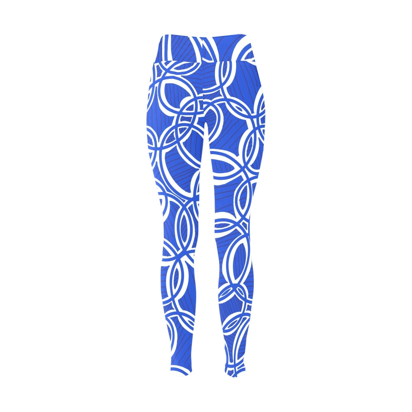 Blue Geometric Workout Leggings. Houston Collection. Design hand-painted by the Designer Maria Alejandra Echenique