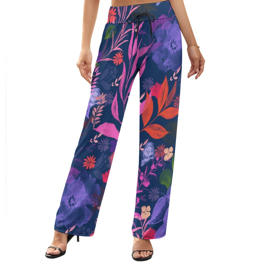 Watercolor Wide Leg Pants. Houston Collection. Design hand-painted by the Designer Maria Alejandra Echenique