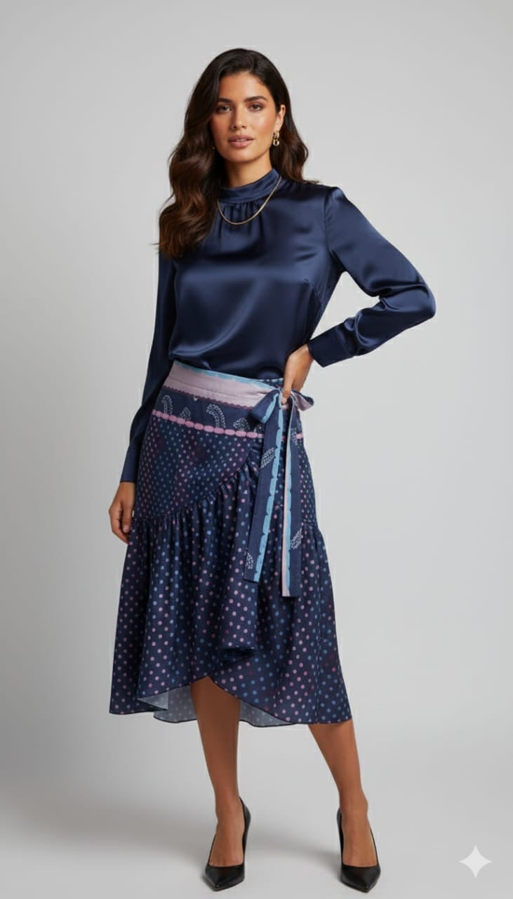 Blue and Colors Wrap Skirt Luminance