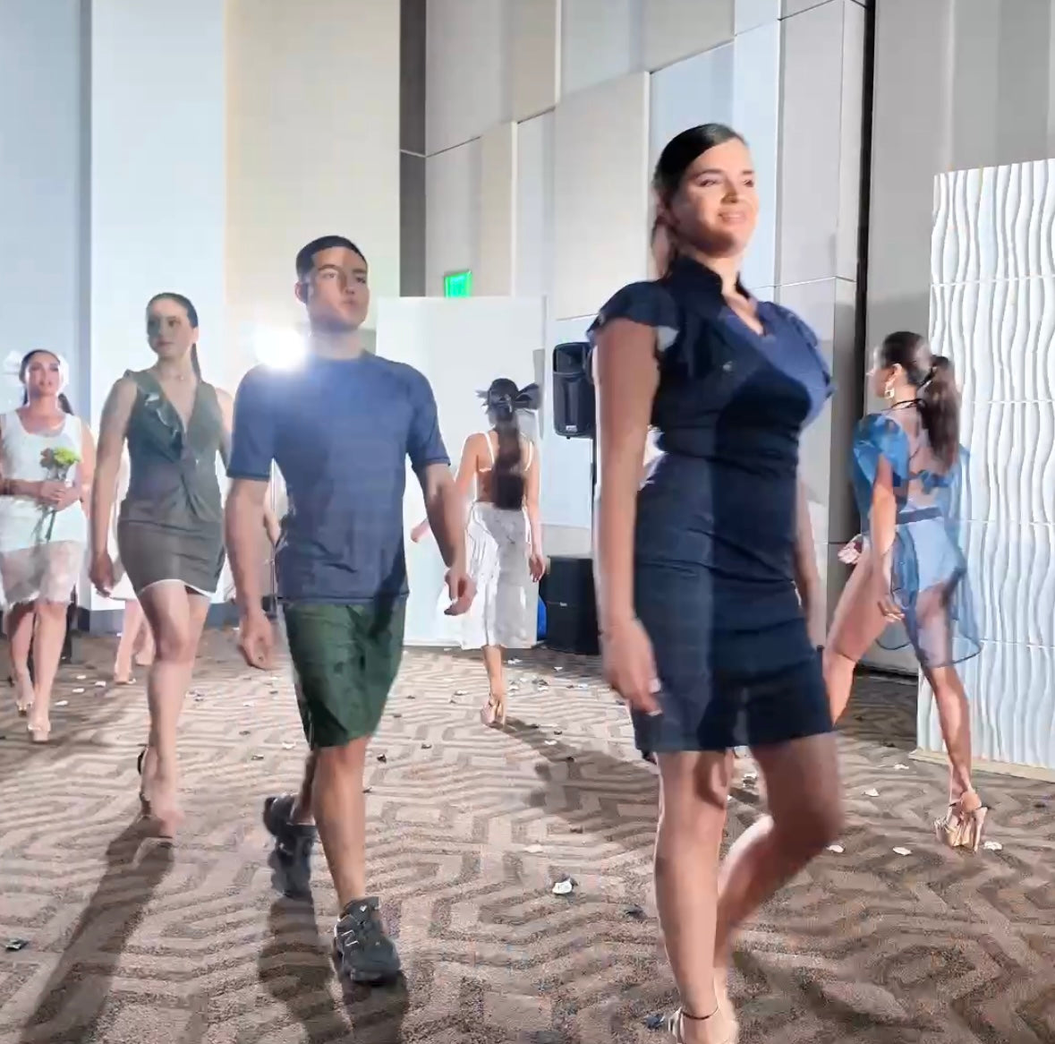 Dark Blue Luminance Vintage Frill Sleeve V-Neck Dress