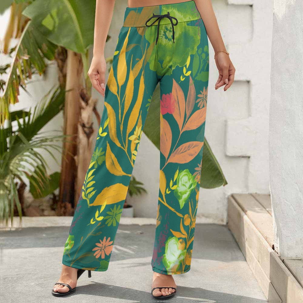 Watercolor Wide Leg Pants. Houston Collection. Design hand-painted by the Designer Maria Alejandra Echenique