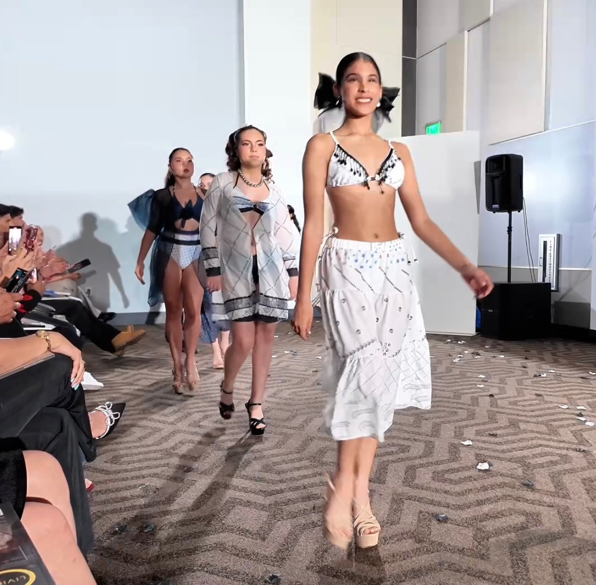 White Luminance Stitched Pleated Chiffon Skirt