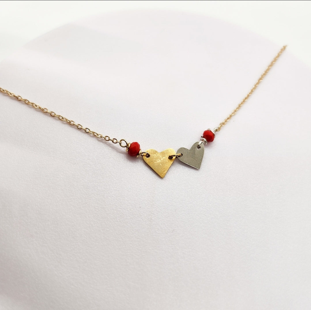 Gold Necklace. Doble heart. For special occasions. Handmade. Gold plated