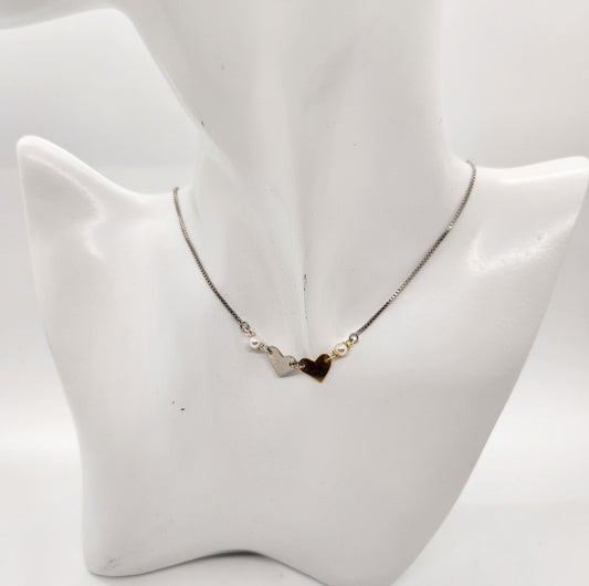 Gold Necklace. Doble heart. For special occasions. Handmade by Ariadna Echenique. Gold plated