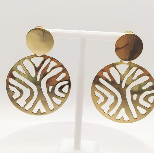 Zebra Gold Earrings. For special occasions. Flourish Collection. Handmade by Ariadna Echenique. Gold plated