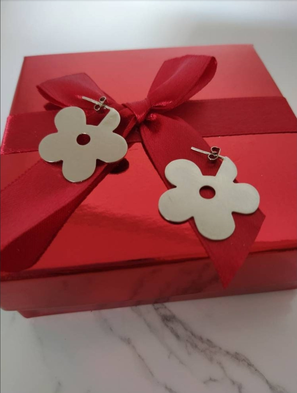 Margarita flower earrings. Handmade. hoop earrings Everyday earrings. Christmas Gift for her