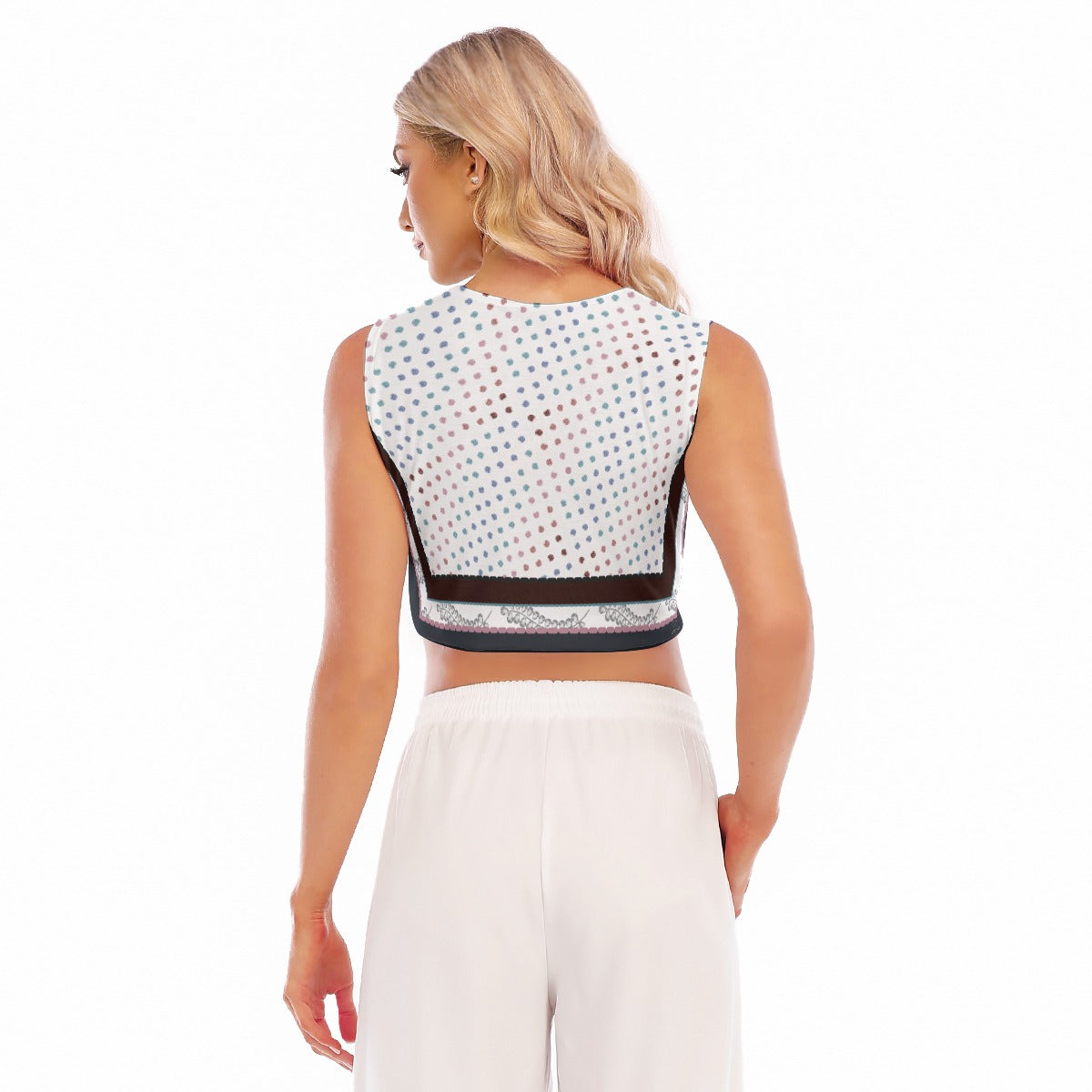 White and Colors Sleeveless Crop Top Luminance