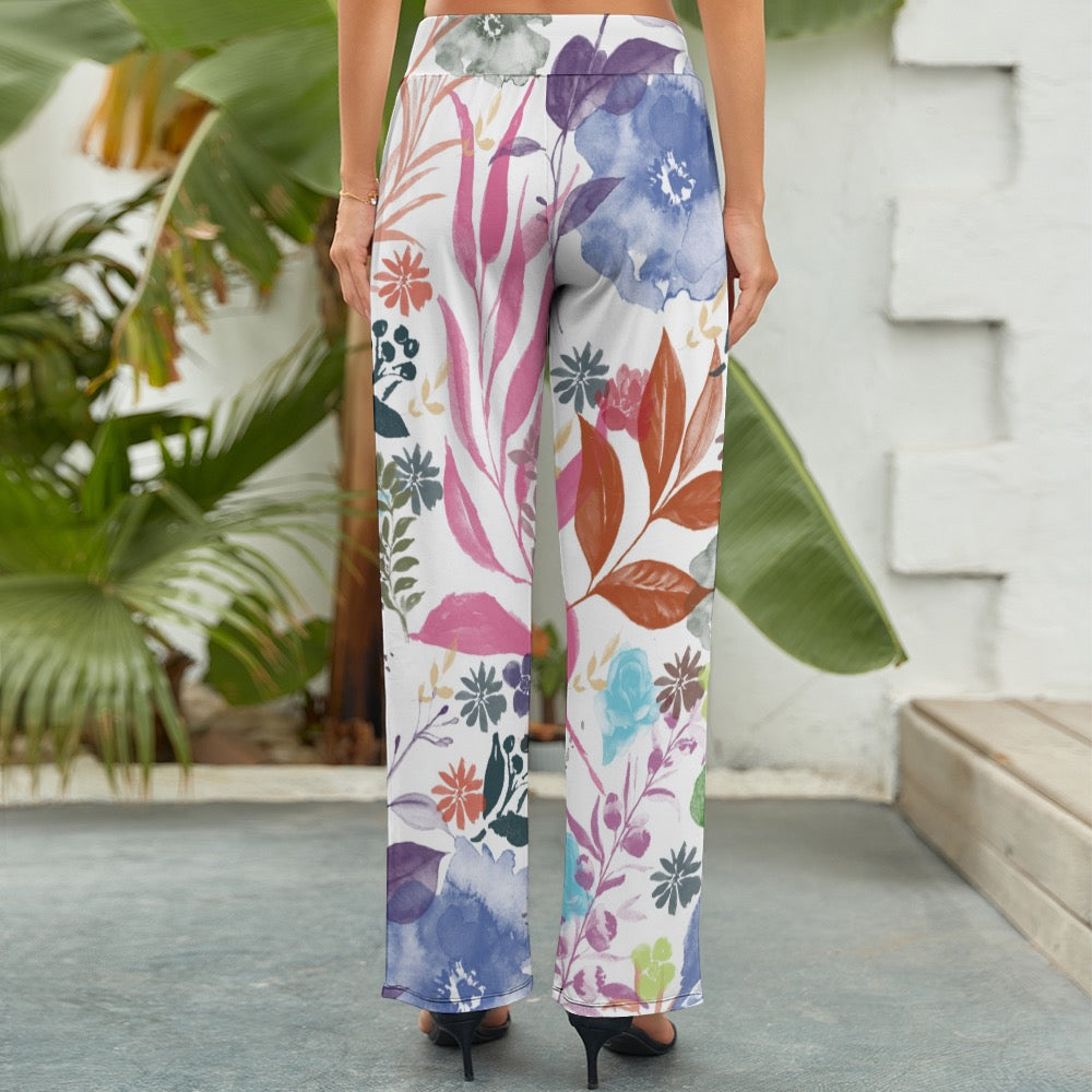 Watercolor Wide Leg Pants. Houston Collection. Design hand-painted by the Designer Maria Alejandra Echenique