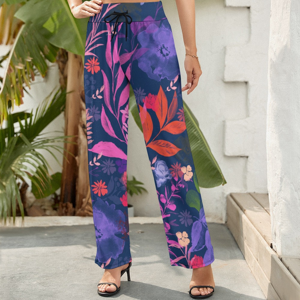 Watercolor Wide Leg Pants. Houston Collection. Design hand-painted by the Designer Maria Alejandra Echenique