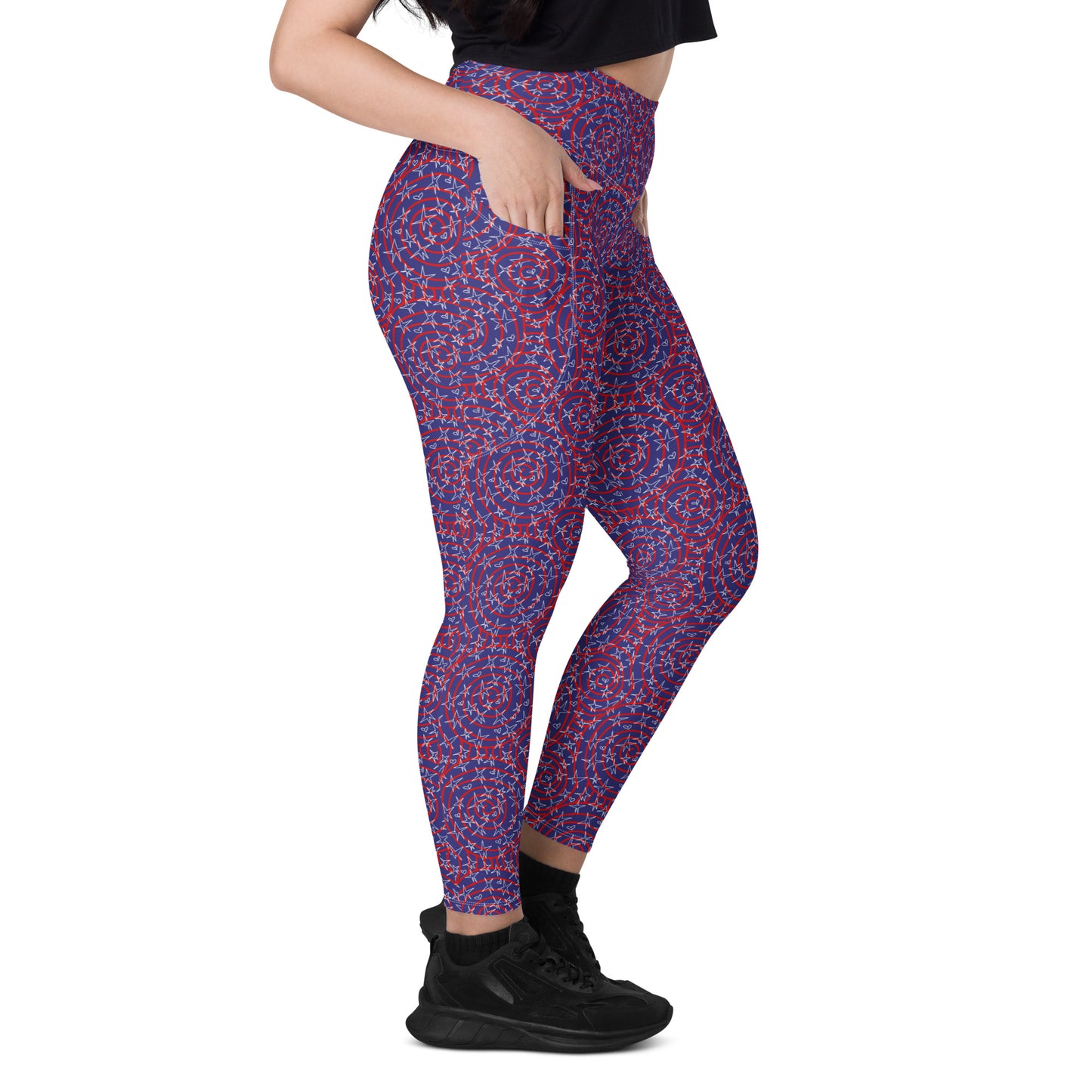 America inspired Leggings with pockets. Design hand-painted by the Designer Maria Alejandra Echenique