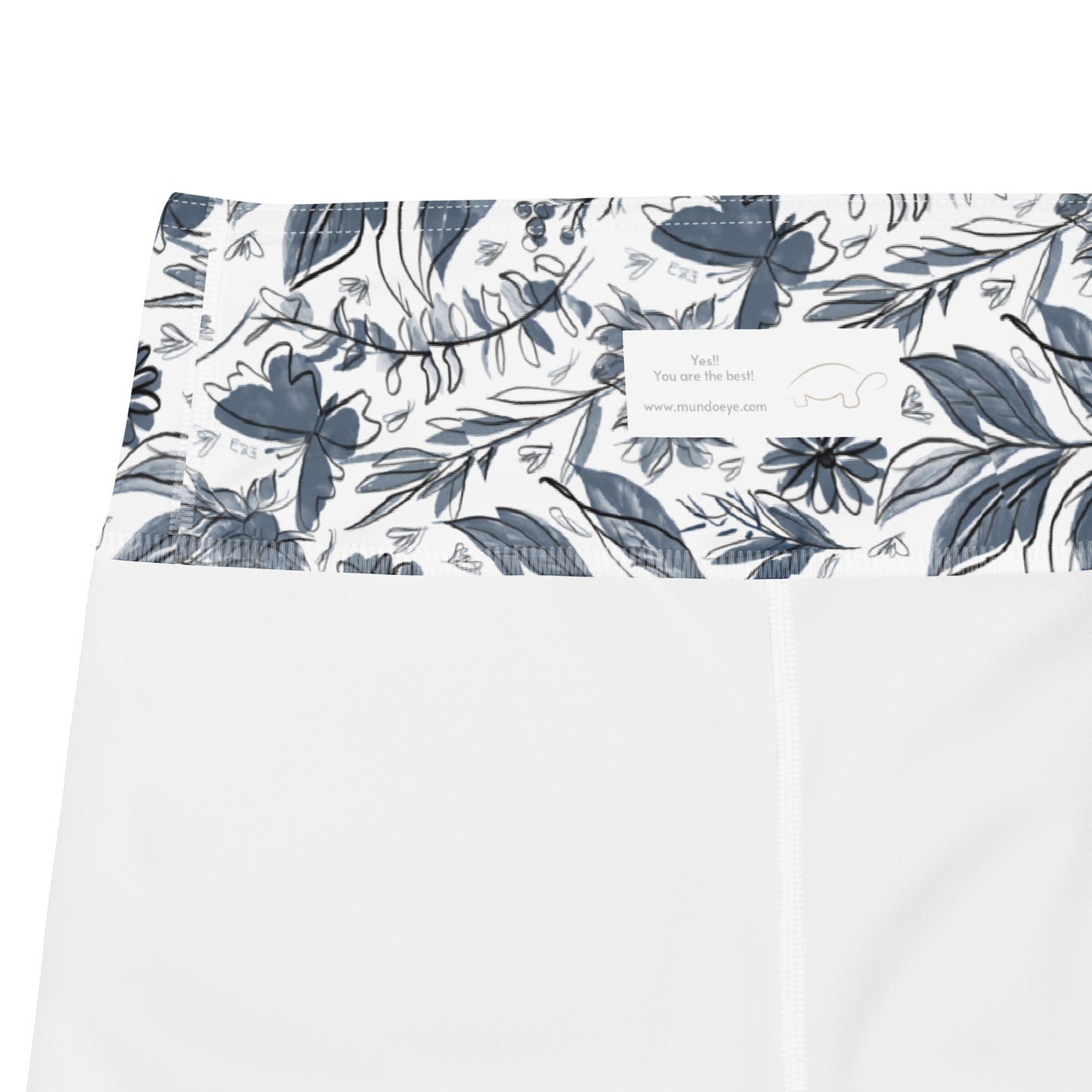 Watercolor White Yoga Shorts. Houston Collection. Design hand-painted by the Designer Maria Alejandra Echenique