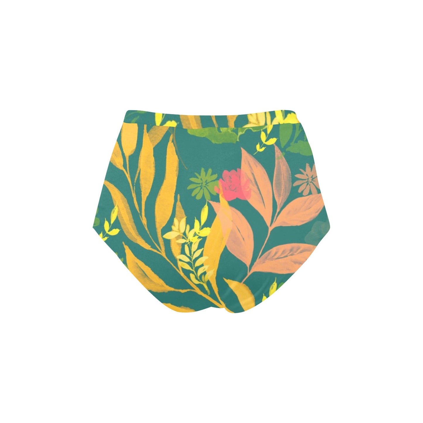 Multicolor Flowers High-Waisted Bikini Bottom. Design hand-painted by the Designer Maria Alejandra Echenique