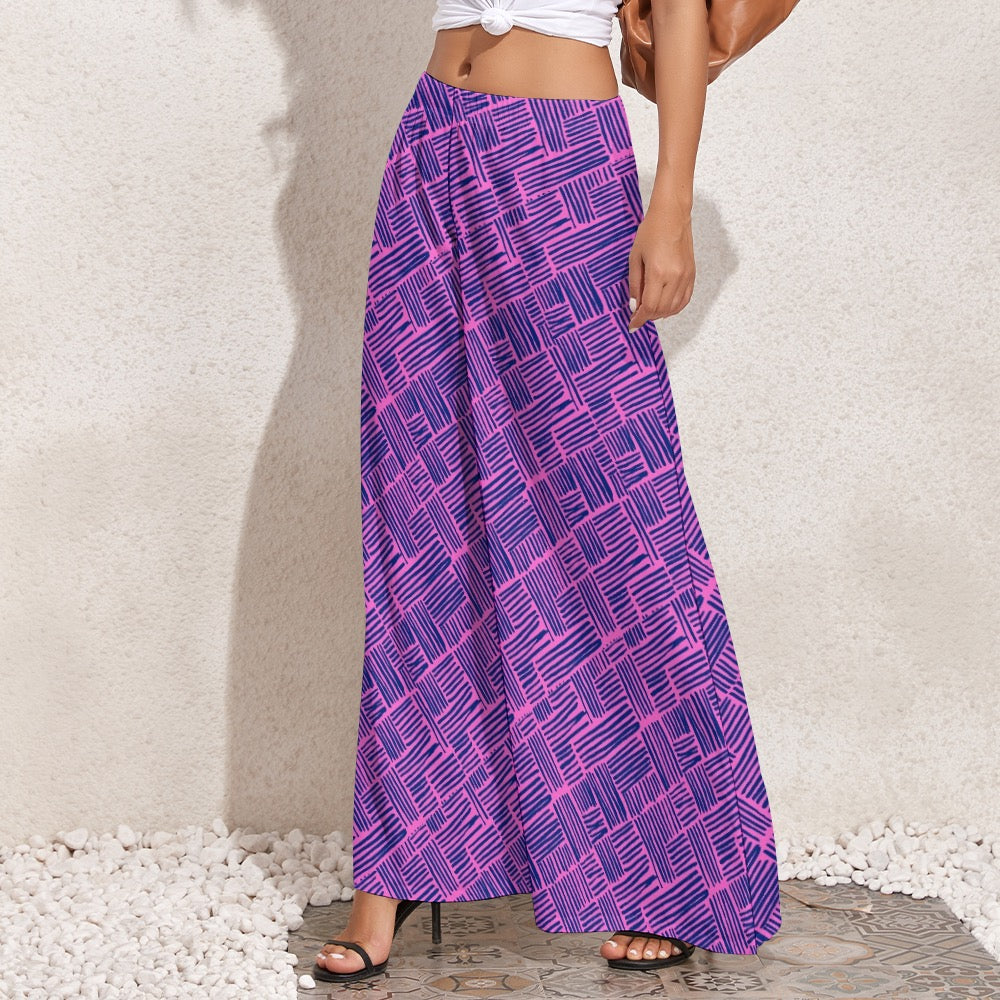 Little Stripes Green Wide Leg Pants. Design hand-painted by the Designer Maria Alejandra Echenique