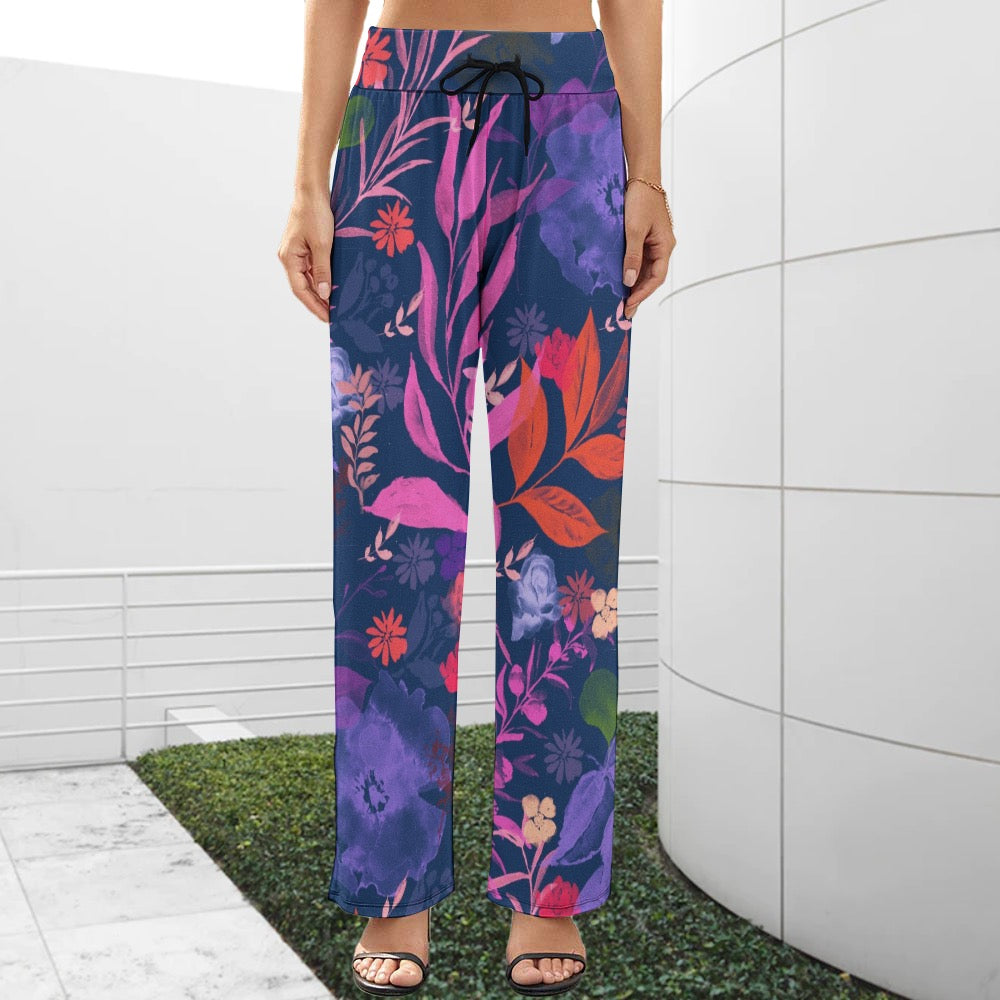 Watercolor Wide Leg Pants. Houston Collection. Design hand-painted by the Designer Maria Alejandra Echenique