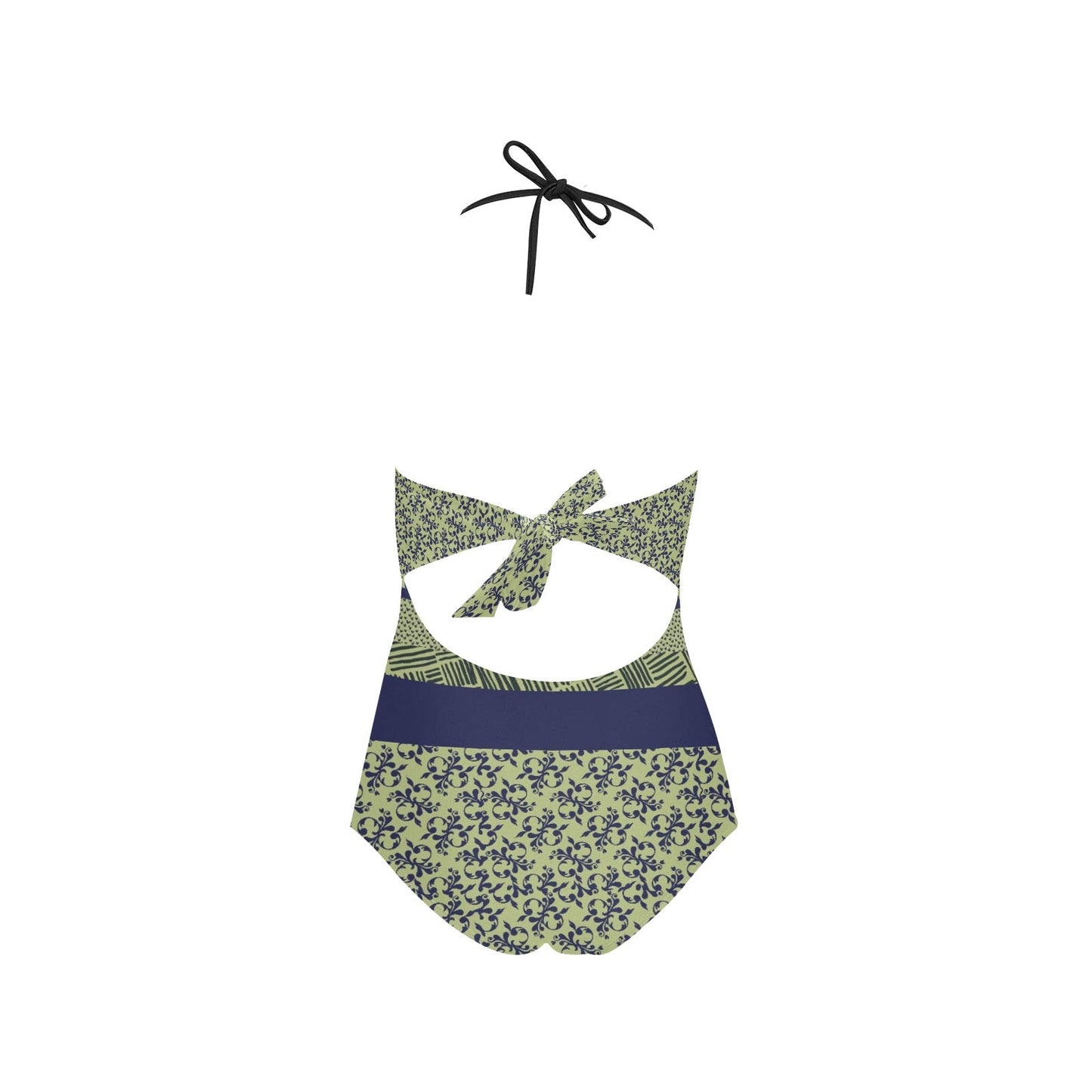 Caracas Collection Green and Blue Lace Band Swimsuit. Design hand-painted by the Designer Maria Alejandra Echenique