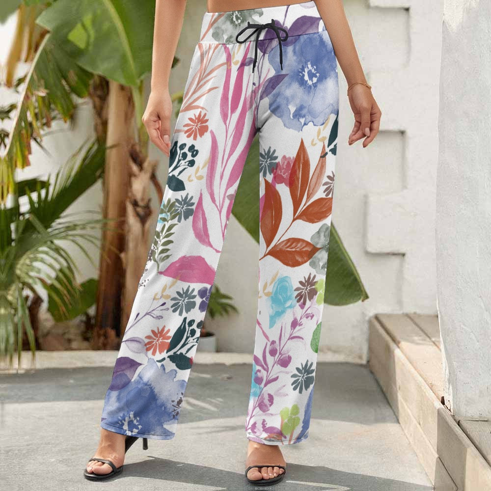 Watercolor Wide Leg Pants. Houston Collection. Design hand-painted by the Designer Maria Alejandra Echenique