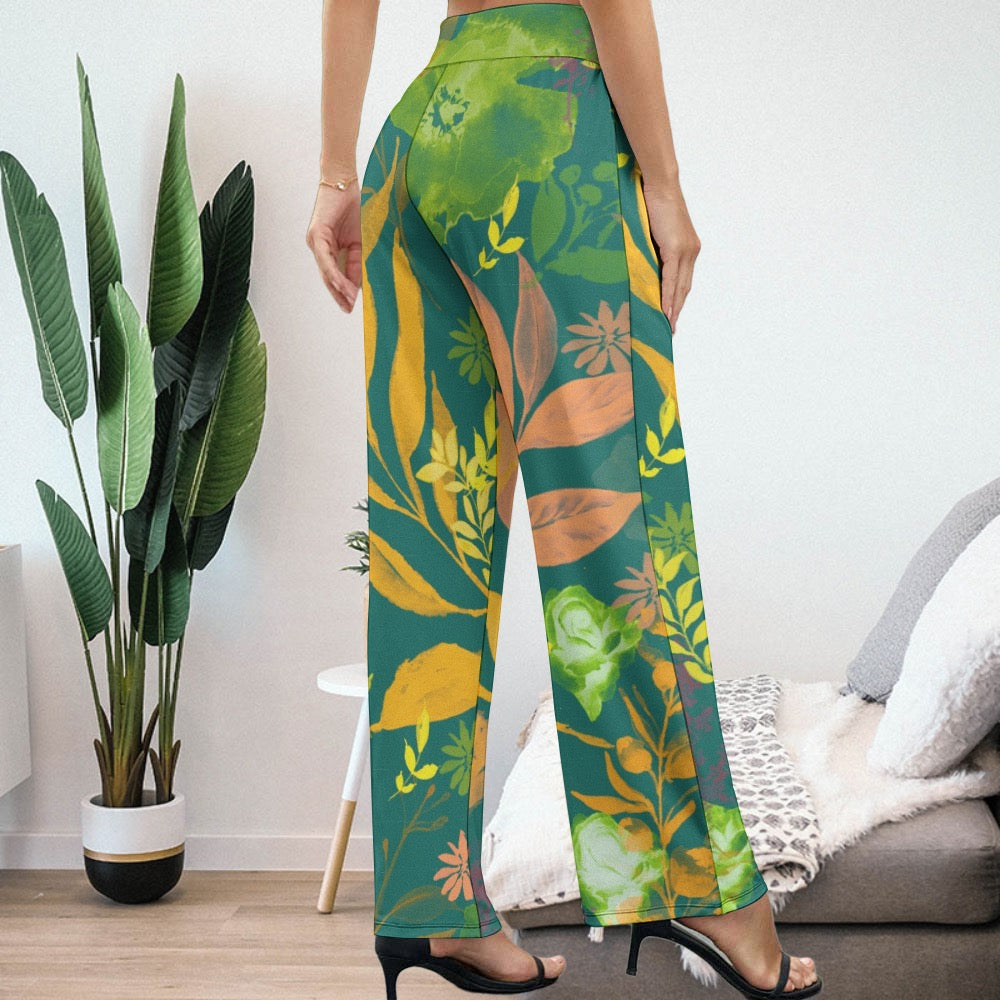 Watercolor Wide Leg Pants. Houston Collection. Design hand-painted by the Designer Maria Alejandra Echenique