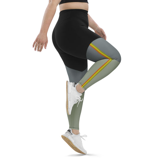 E&E Basic Green/Orange Sports Leggings