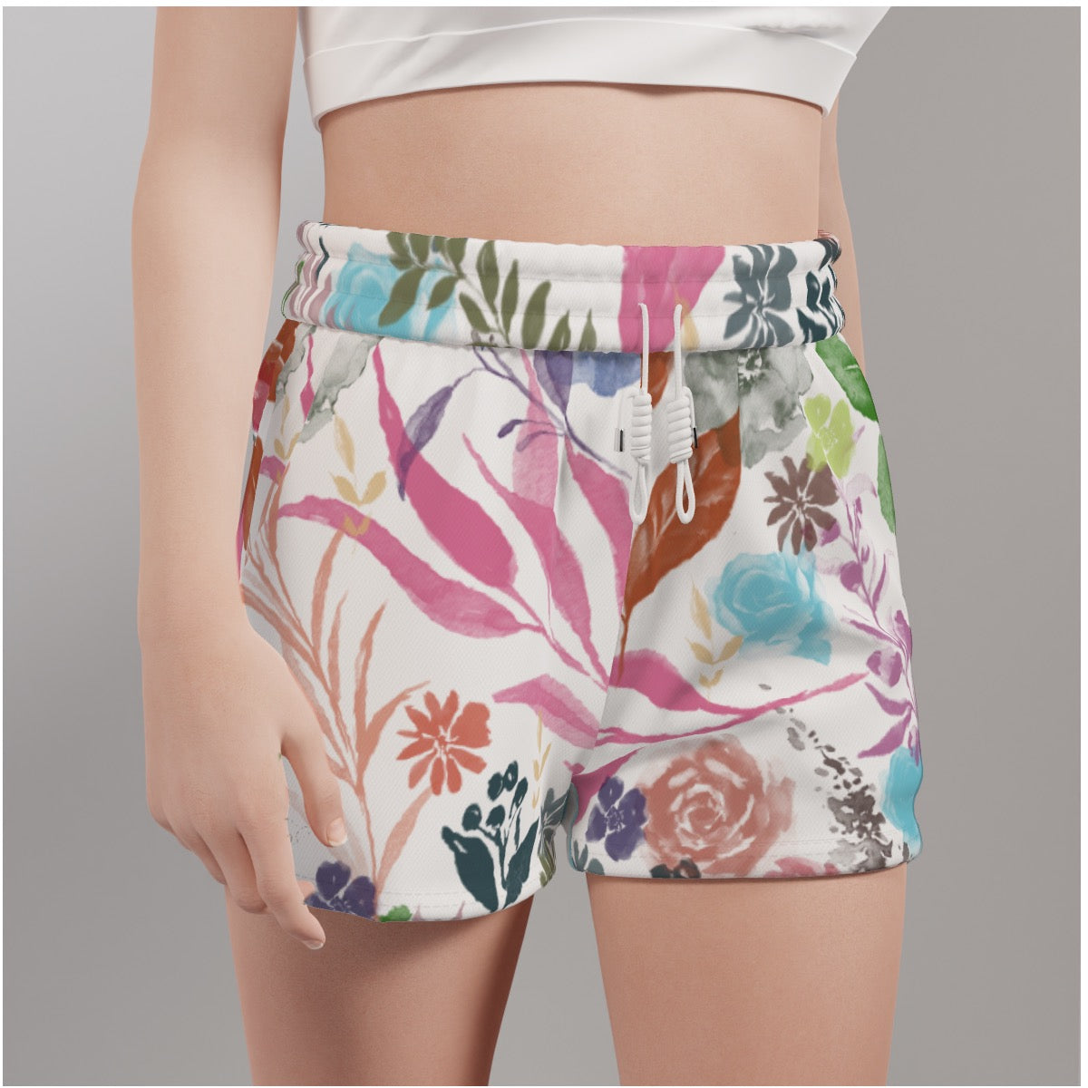 Multicolor white Casual Shorts. Design hand-painted by the Designer Maria Alejandra Echenique